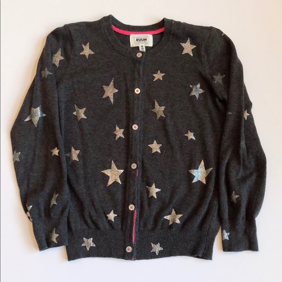 Ruum Other - RUUM Stars Gray Button Up Sweater Cardigan 10